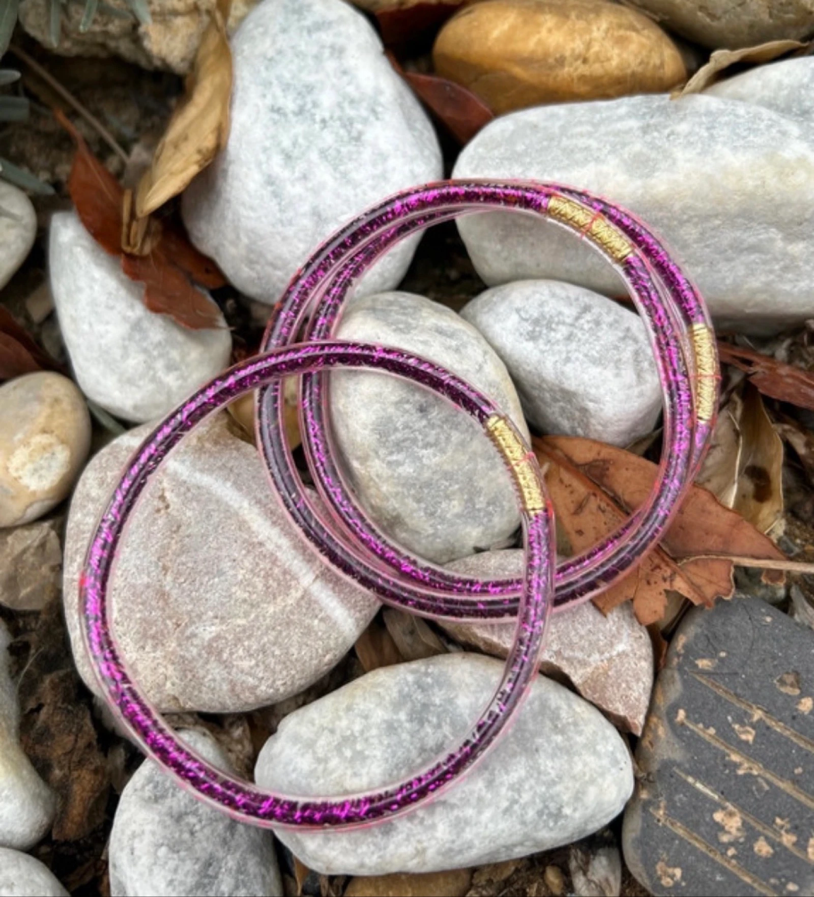 3 purple sequin Buddhist bangle bracelets – photo 3